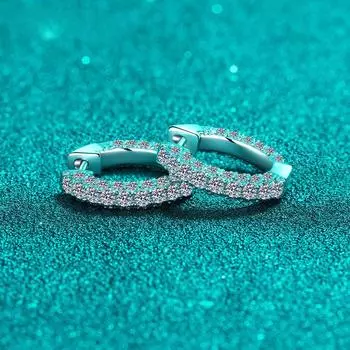 D цвет 2 карата муассанит серьги-кольца стерлингового серебра 925 пробы с платиновым покрытием модные женские серьги VVS1 D цвет ювелирные изделия с драгоценными камнями 1 ct total 2 ct