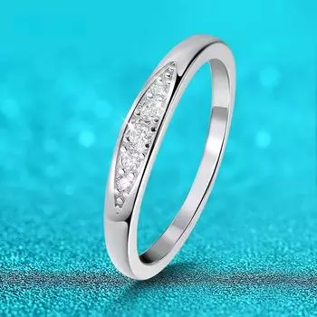 D Цвет 2 ММ Кольца с Муассанитом для Женщин Соответствующие Бриллиантовые Обручальные Кольца 5 Камней Стерлингового Серебра S925 Ювелирные Изделия Оптом 5.25&us size