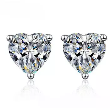 D цвет 2CT 8*8 мм VVS1 серьги-гвоздики с муассанитом в форме сердца, бриллиант, стерлинговое серебро S925, женские элегантные роскошные ювелирные изделия, подарок 2ct