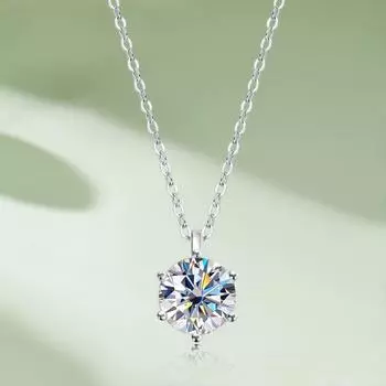 D Цвет 2CT Круглый Муассанит Ожерелье Подвеска Для Женщин S925 Серебряный Алмаз Тест Прошлый Белый Драгоценный Камень Цепи Ювелирные Изделия белый