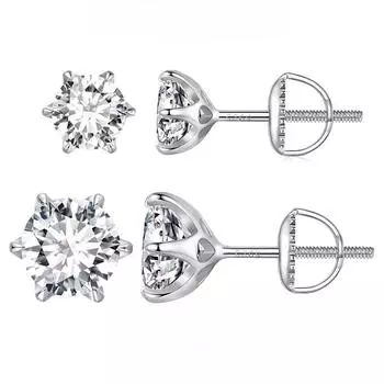 D цвет 2CT Муассанит серьги-гвоздики в форме сердца полые серьги с шестью когтями в виде короны круглой огранки с лабораторным бриллиантом и платиновым покрытием для женщин на свадьбу 1CTx 2PCS