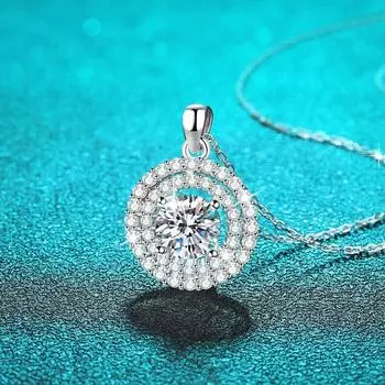 D Цвет 2CT Роскошное Ожерелье из Муассанита для Женщин Классический Круглый Сверкающий Подвеска Для Девочек Стерлингового Серебра 925 Рождественский Подарок