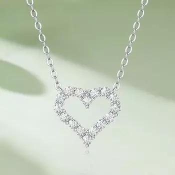 D цвет 2CT VVS Муассанитовое ожерелье в форме сердца для женщин, стерлинговое серебро 925 пробы, сертифицированная GRA, свадебная роскошная цепочка на шею 2CT
