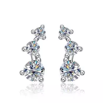 D Цвет 3,5 мм 0,3 карата Муассанит Бриллиант Классические серьги-гвоздики из стерлингового серебра 925 пробы для женщин Ювелирные украшения белый