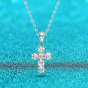 D Цвет 3 мм Муассанит Крест Подвеска для Женщин 6 шт. Драгоценный камень Сверкающий Имитация Алмаза S925 Серебро Муассанит Ожерелье