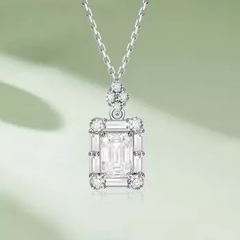 D Цвет 5*7 мм 1 карат изумруды сияющей огранки Муассанит ожерелье кулон для женщин S925 серебряная цепочка с бриллиантами на шею ювелирные изделия Emeralds Cut