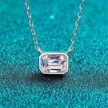 D цвет 5*7 мм 1 карат изумрудной огранки подвеска из муассента для женщин Гра Муассанит ожерелье из стерлингового серебра 925 пробы с покрытием из белого золота ювелирные изделия