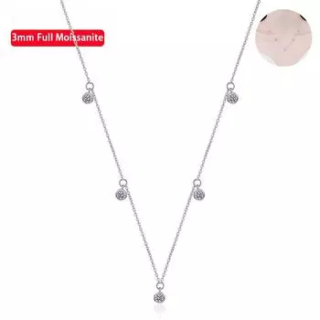 D Цвет 5 камней 3 мм Полный Муассанит Пузырь Ожерелье Для Женщин Стерлингового Серебра S925 Полная Звезда Цепочка На Ключицу Изящные Ювелирные Изделия 45cm
