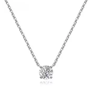 D Цвет 6,5 мм 1CT Муассанит ожерелья круглой огранки для женщин S925 Серебро Классическая подвеска с четырьмя когтями Цепочка для вечеринок Изящные ювелирные изделия