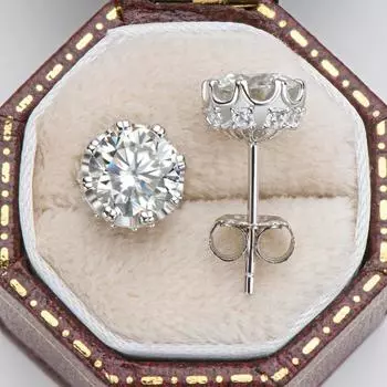 D цвет 6,5 мм круглые блестящие серьги-гвоздики из муассанита с GRA для женщин настоящее серебро 925 аксессуары ювелирные изделия подарок на день Святого Валентина 1.0ct x 2 Moissanite