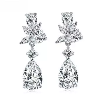 D Цвет 7*11 мм 3,0 карата груша с муассанитом Свадебные серьги для женщин Стерлингового серебра S925 в форме капли воды серьги-гвоздики 4.4ct and 4.4ct
