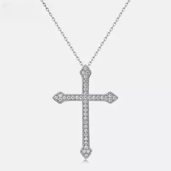D цвет модное ожерелье с подвеской в форме креста из муассанита для женщин и девочек, ожерелье-цепочка из стерлингового серебра 925 пробы в стиле панк, хип-хоп, религиозные украшения