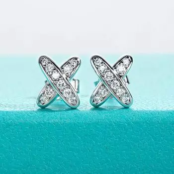 D Цвет Муассанит Алмаз Стерлингового Серебра 925 Пробы С Ger Классические Серьги-гвоздики с Крестом Для Женщин Ювелирные Изделия белый