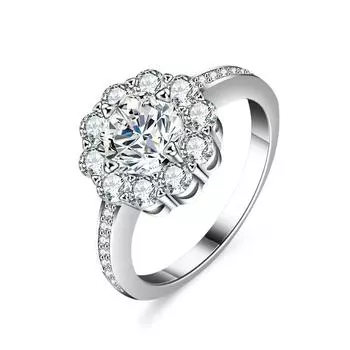 D цвет муассанит бриллиантовое кольцо женское серебряное кольцо цветок подсолнуха бриллиантовое кольцо обручальное кольцо обручальное кольцо подарок для подруги Opening is adjustable