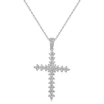 D Цвет Полный Муассанит Крест Подвеска Ожерелье Пройти Алмазный Тестер Стерлингового Серебра 925 пробы Хип-Хоп Рок-Цепочка На Шею Ювелирные Изделия