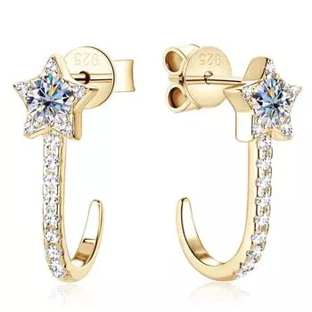 D цвет, позолоченные серьги-гвоздики из стерлингового серебра 925 пробы VVS1 3EX D с настоящим муассанитом и бриллиантами для женщин, ювелирные изделия в подарок