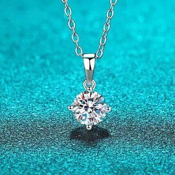 D цвет родиевое покрытие 0,5/1 карат подвески из муассанита для женщин классическое ожерелье из чистого серебра S925 сверкающие свадебные цепочки ювелирные изделия 0.5CT 5MM