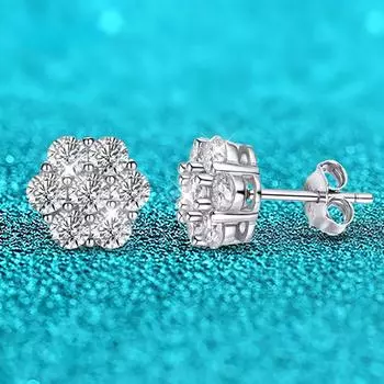 D цвет Smyoue, 3 мм, серьги-гвоздики с муассанитом для женщин, 7 камней, сверкающие цветы, свадебные украшения, серьги из стерлингового серебра S925 GRA 2.5MM one pair