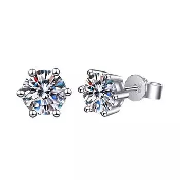 D Цвет Стерлингового Серебра 925 пробы VVS1 Муассанит Алмазные Серьги-гвоздики для Женщин Вечерние Изящные Ювелирные Изделия Подарок Классические 6 Когтей 0.3CT