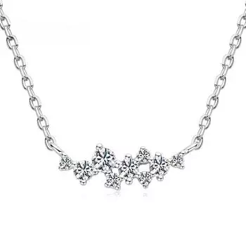 D Цвет Все Муассанит Ожерелье Для Женщин Стерлингового Серебра S925 с Позолоченными Белым Позолотой Бриллиантами Свадебная Вечеринка Изящные Ювелирные Изделия