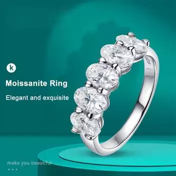 D цвет VVS1 4*6 мм овальные кольца с муассанитом для женщин, ювелирные изделия, обручальные кольца вечности с GRA s925, кольцо 5