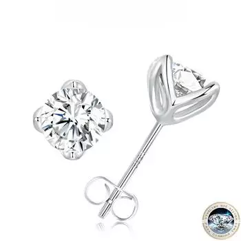 D Цвет VVS1 EX 1CT серьги-гвоздики с муассанитом для женщин, стерлинговое серебро 925 пробы, свадебный подарок, ослепительные серьги высшего качества 0.5CT