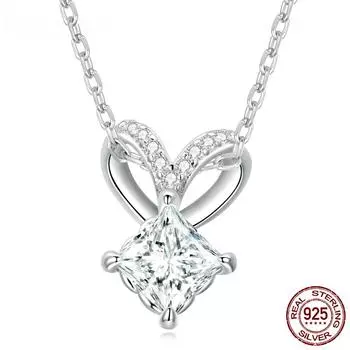 D Цвет VVS1 EX Нежное колье из муассанита из стерлингового серебра 925 пробы с геометрическим кубическим драгоценным камнем для женщин Изящные ювелирные изделия