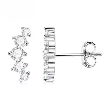 D цвет VVS1 муассанитовые серьги-гусеницы для женщин и девочек, изогнутые серьги-гвоздики из стерлингового серебра 925 пробы, ювелирные аксессуары, подарок