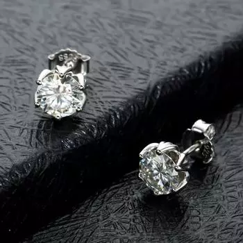 D Цвет Vvs1 Серьги-гвоздики S925 Серебро с инкрустацией 2 карата Муассанит Серьги в форме лотоса для женщин Ювелирные изделия в подарок 2ct a Pair