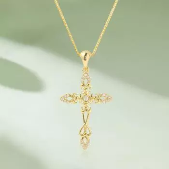 D цвет VVS1 все муассанитовые ожерелья с подвеской в форме креста для женщин Pass Diamond Tester Стерлинговое серебро 925 пробы позолоченная цепочка на шею 18 карат 45cm