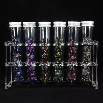 D&D Dice 42pcs Polyhedral Dice with Tube for Role Playing Game, 6 Sets Dices with 6pcs Tube, 1pc Tube Rack