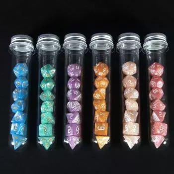 D&D Dice 7pcs Polyhedral Dice Set Role Playing Game Dice with Tube for Funny Party Board Game orange