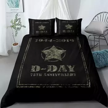 D Day Aniversary Duvet Cover Set EU Single Double King US Twin Full Queen Size Bedclothes 140x210cm