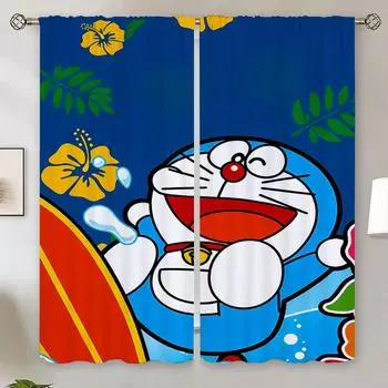 D-Doraemons Children s Room Curtains for Bedroom Tulle in Kitchen Curtain Black Out Curtains for Living Room 2 Elegant Pieces W50xH70cmx2pcs-CL