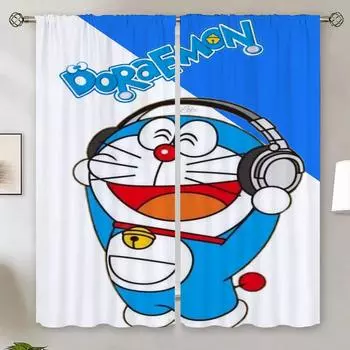 D-Doraemons Window Curtain for Living Room Partition Home and Decoration Children s Room Curtains Blackout Ready Curtains Cheap W50xH70cmx2pcs-CL