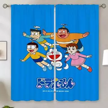 D-Doraemons Window Curtains House Room Bathroom Curtain Tiebacks Curtains in the Living Room Decoration Blackout Curtain 100% W50xH70cmx2pcs-CL