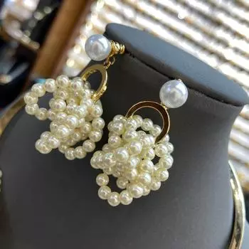 D Home Classic Pearl Earrings Collar Set Di Home CD Alphabet Retro Earrings Women s High Edition Pearl Bracelet