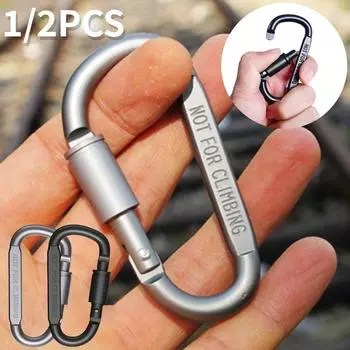 D Keychain Shape Hook Buckle Clip D-ring Locking Carabiner Clip Set Survival Hanging Hook Screw Hanging Hook Climbing Equipment