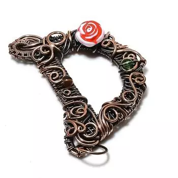 D Look Gemstone Handmade Copper Wire Wrap Jewelry Pendant 2.56 a0S09