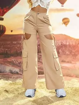 D&M Широкие брюки-карго с поясом и карманами