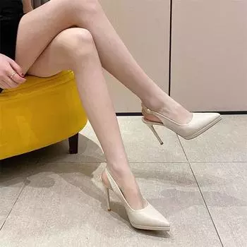 D мешок голова задняя пустые высокие каблуки новые заостренные тонкие каблуки одинарные туфли женские простые темпераментные сандалии 34 красный