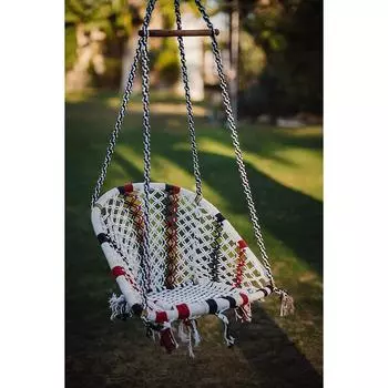 D-образное подвесное кресло-гамак из хлопчатобумажной веревки со свободно висящими аксессуарами