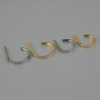 D-образные инфицированные милые кольца для носа с бриллиантами, прозрачные гвоздики для пирсинга ноздрей для женщин и парней золотой