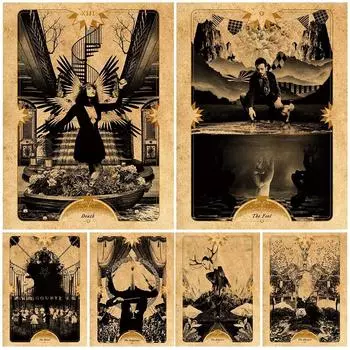 Дьявол и волшебник, винтажная настенная живопись на холсте, загадочное языческое колдовство, художественный постер и принт, домашний декор без рамы 21*30cm