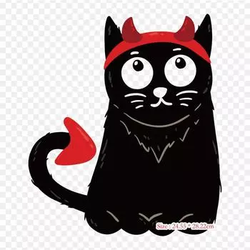 Дьявол, кот, дьявол, утюг с термопереносной печатью, виниловые нашивки, наклейки для одежды, аппликации «сделай сам», моющиеся нашивки
