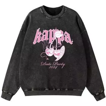 Дьявольская вишня и ангельская вишня Женский винтажный хлопковый свитшот с эффектом стирки Тонкий пуловер Повседневная толстовка с капюшоном S