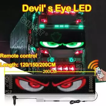 Дьявольский глаз грузовик лобовое стекло пульт дистанционного управления гибкий светодиодный глаз анимационный дисплей умная прокрутка сообщений мягкий светодиодный указатель