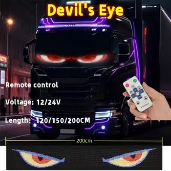 Дьявольский глаз грузовик лобовое стекло пульт дистанционного управления гибкий светодиодный глаз анимационный дисплей умная прокрутка сообщений мягкий светодиодный указатель