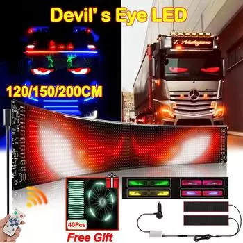 Дьявольский глаз грузовик лобовое стекло пульт дистанционного управления гибкий светодиодный глаз анимационный дисплей умная прокрутка сообщений мягкий светодиодный указатель