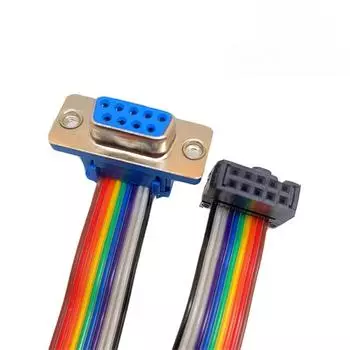 D-Sub DB9 9-контактный разъем Famele Male для FC-10P IDC Female 2,54 мм 10-контактный радужный / многоцветный плоский ленточный кабель 0.5m